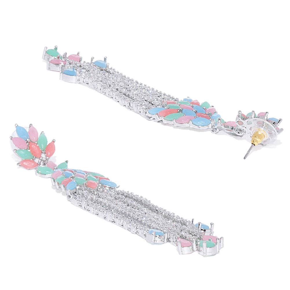 Sparkling carrot pink and white crystals dangler earrings