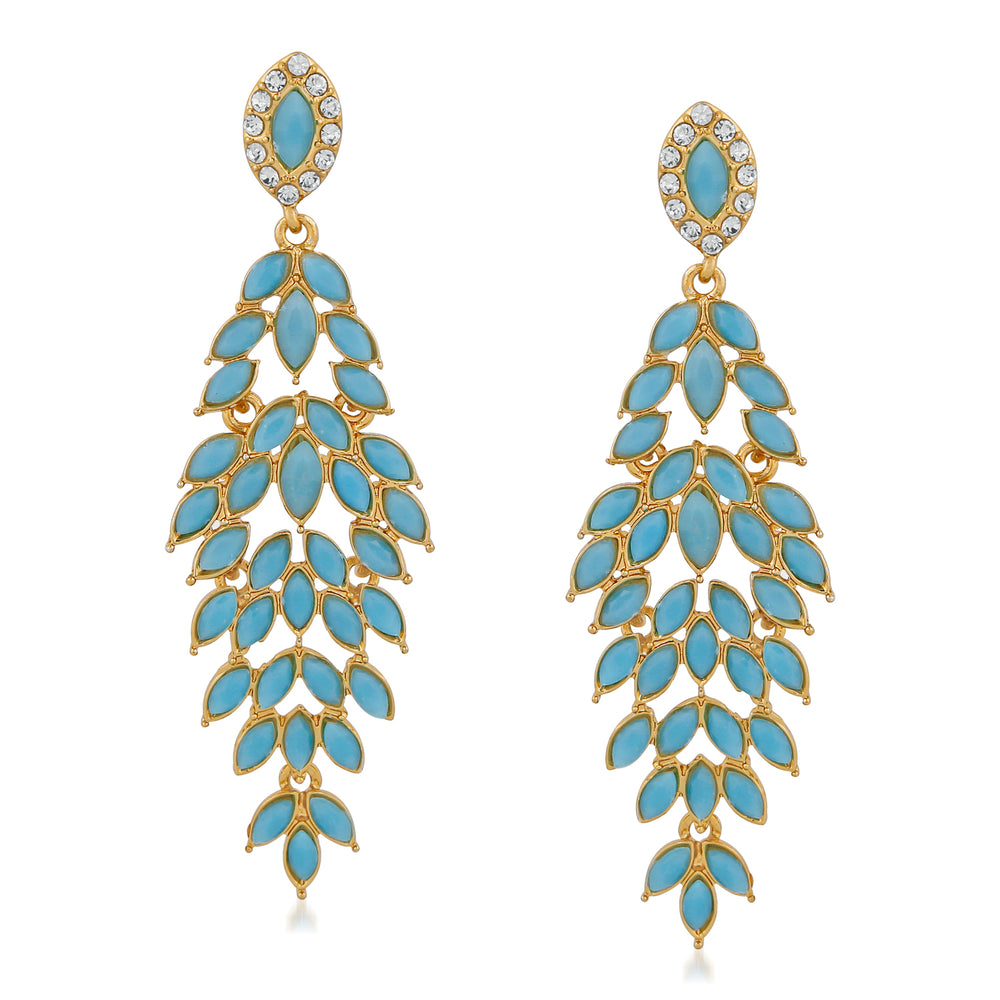 Dazzling marquise carrot blue crystals dangler earrings