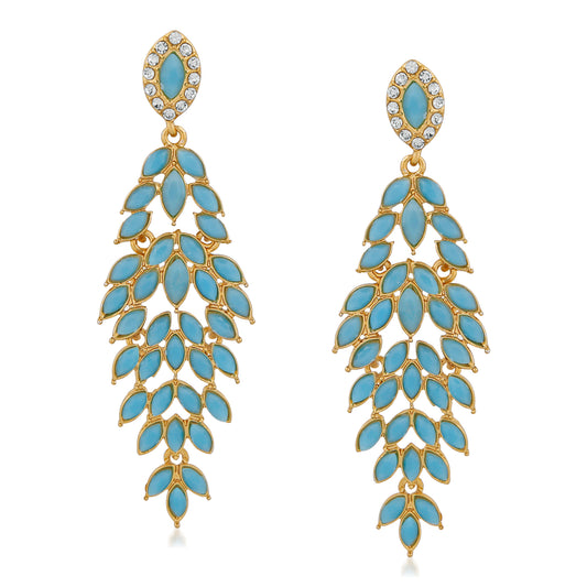 Dazzling marquise carrot blue crystals dangler earrings