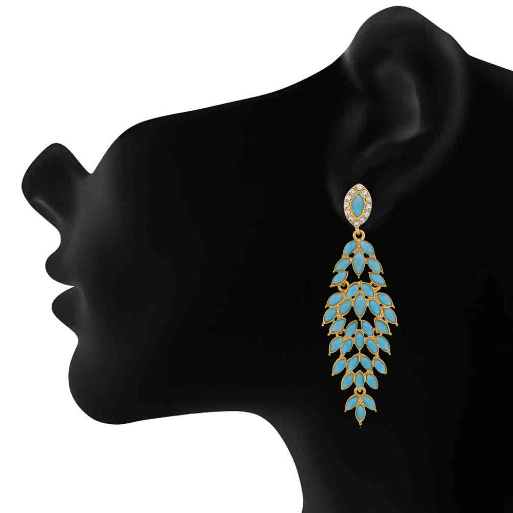 Dazzling marquise carrot blue crystals dangler earrings