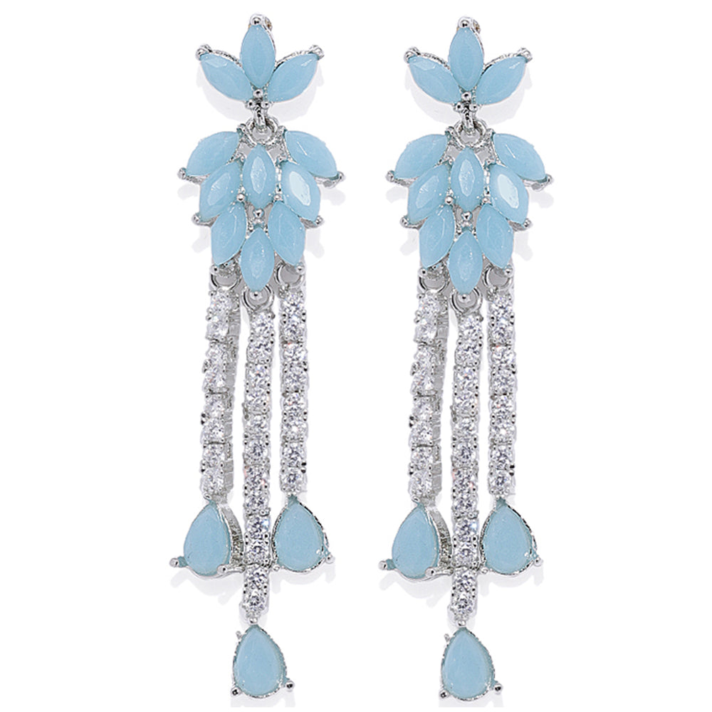 Delightful mint blue crystals dangler earrings