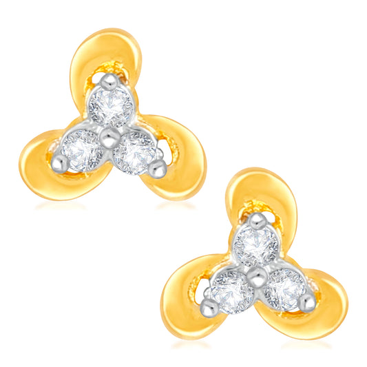 Flowery Design CZ Stud Earrings