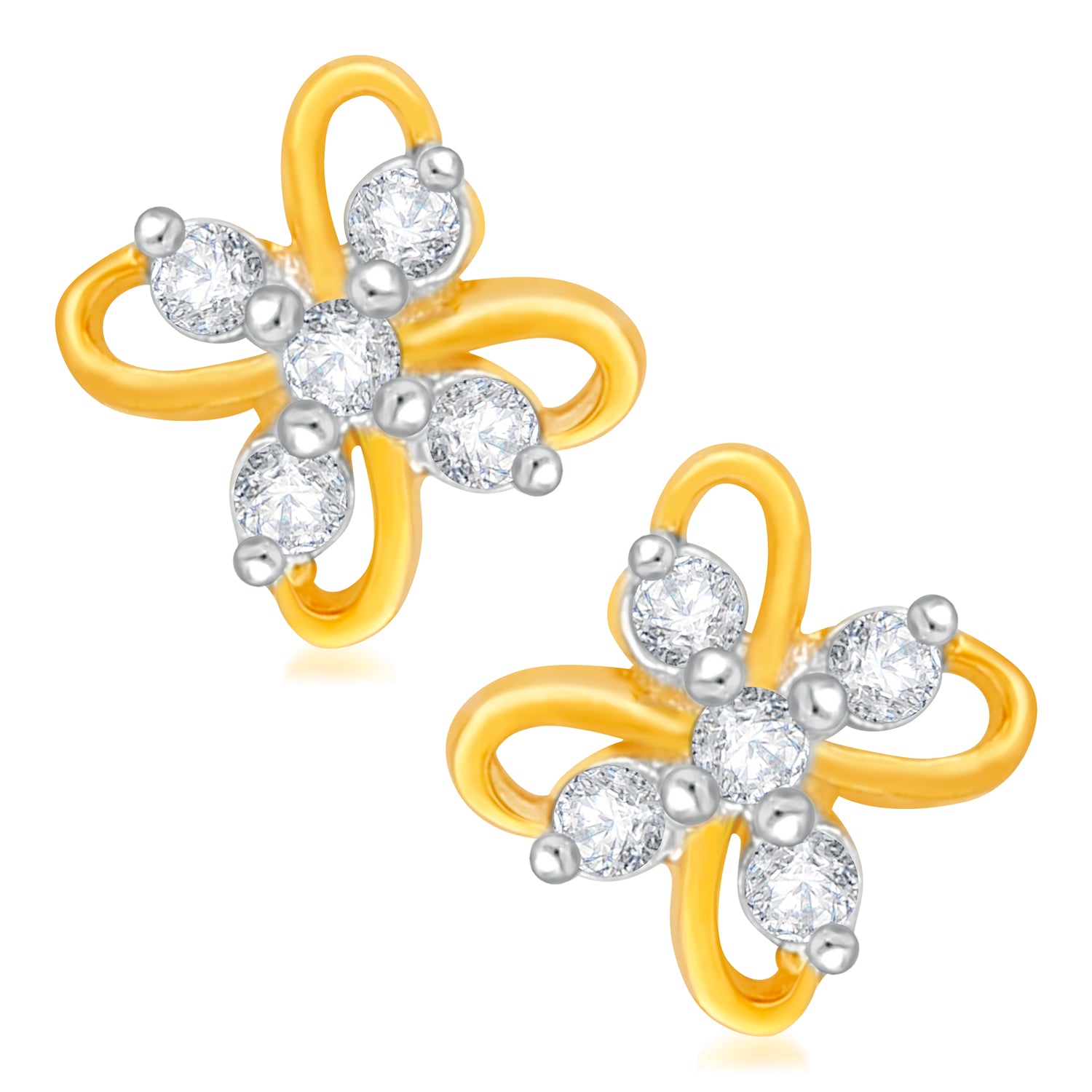 Enchanting Floral Designer Cubic Zirconia Stud Earrings