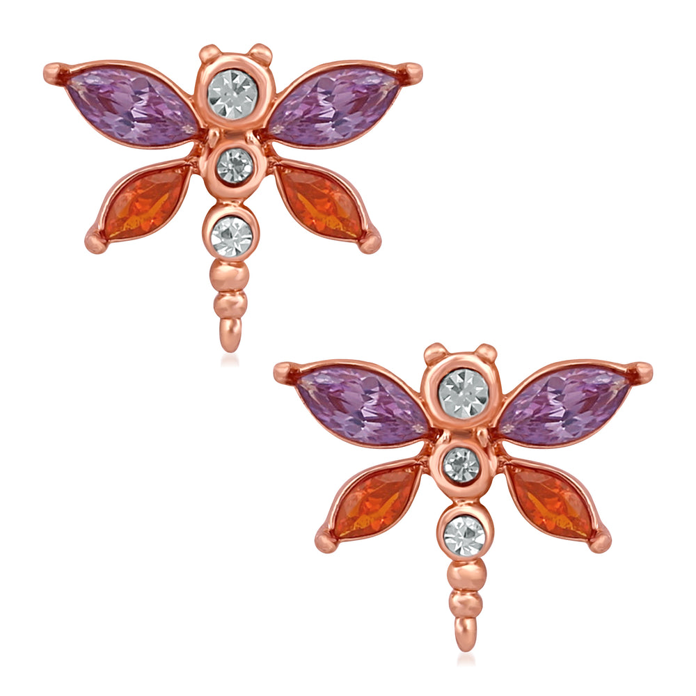 Butterfly inspired multicolour Cubic Zirconia Stud Earrings