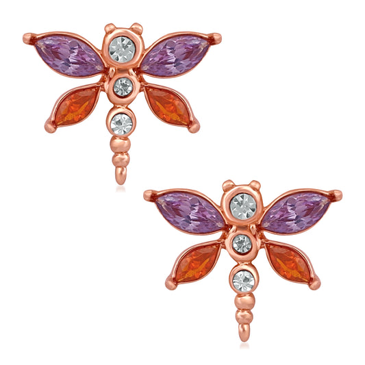 Butterfly inspired multicolour Cubic Zirconia Stud Earrings