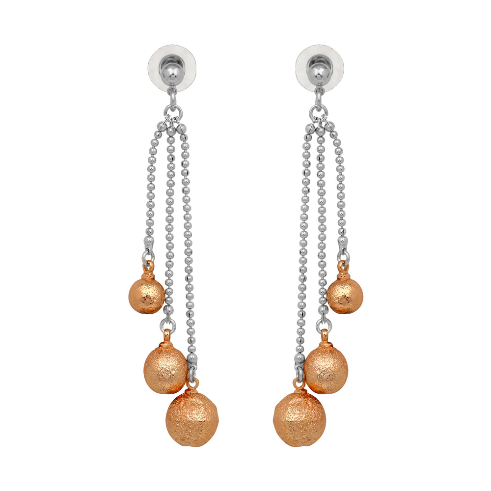 Three Line Chain Ball Dangler Earrings
