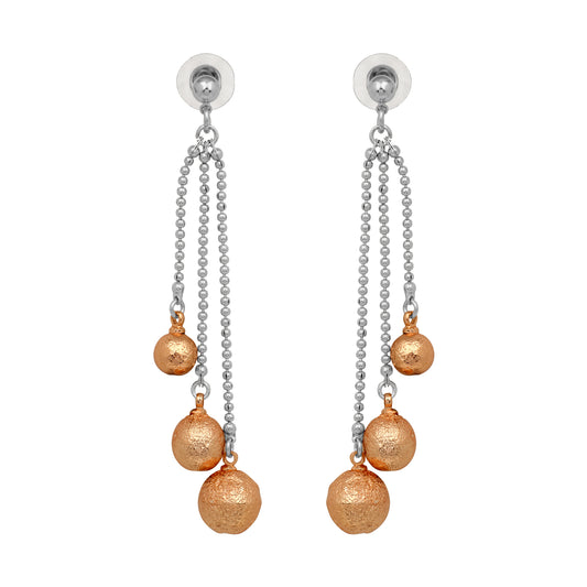 Three Line Chain Ball Dangler Earrings