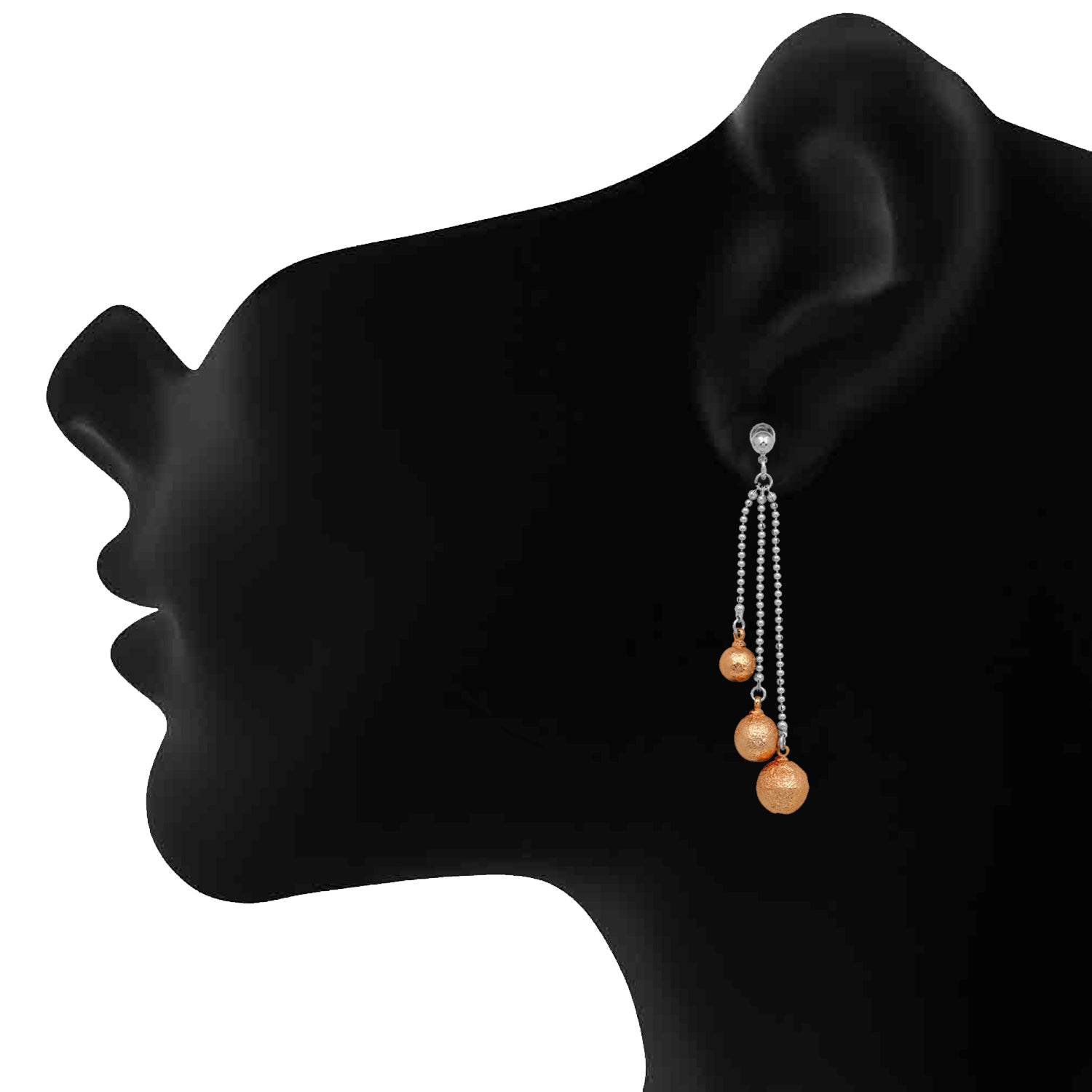 Three Line Chain Ball Dangler Earrings