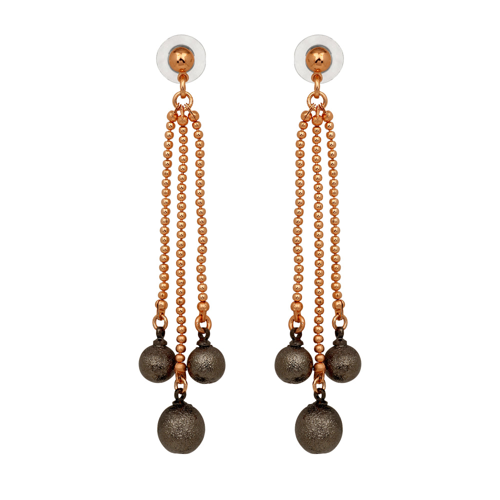 Three Line Chain Ball Dangler Earrings