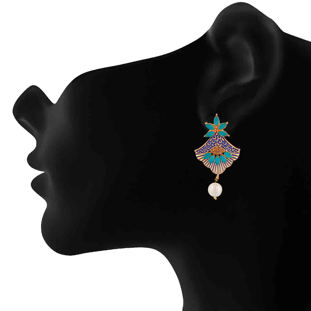 Meenakari Work Floral Dangler Earrings