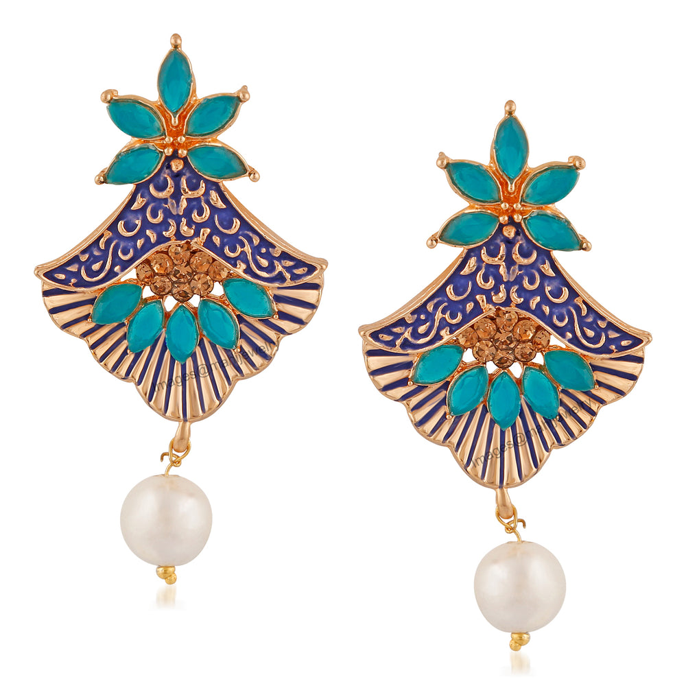 Meenakari Work Floral Dangler Earrings