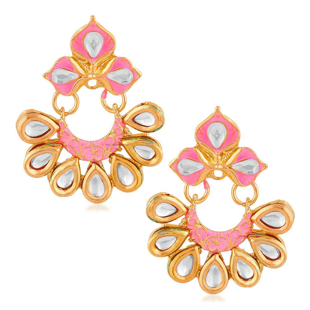 Traditional Floral Chandbali Meenakariwork Earrings
