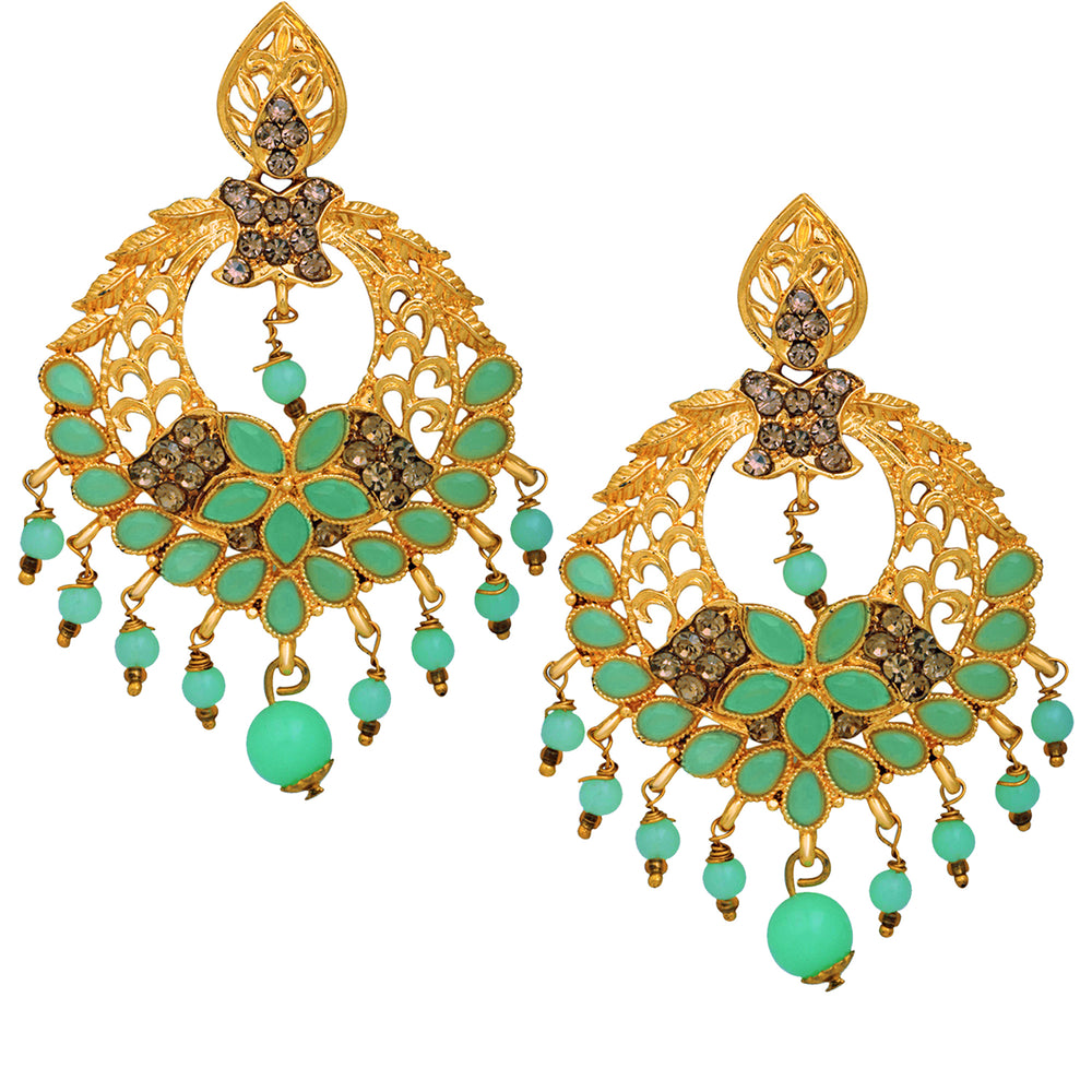 Floral Crystal Dangler Earrings