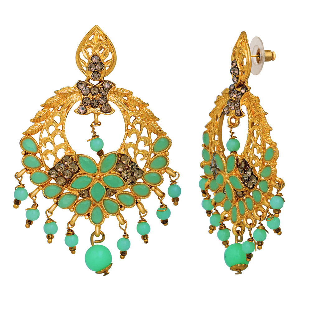 Floral Crystal Dangler Earrings