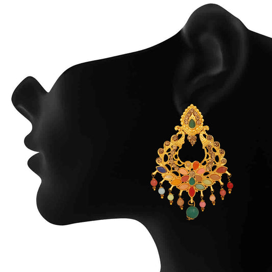 Floral Crystal Dangler Earrings