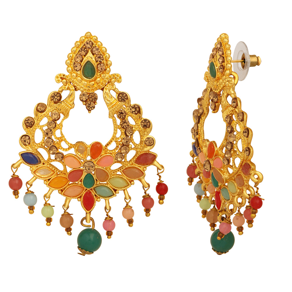 Floral Crystal Dangler Earrings