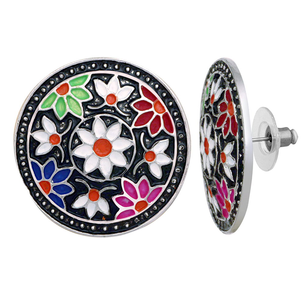 Floral Meenakari Work Design Dangler Earrings