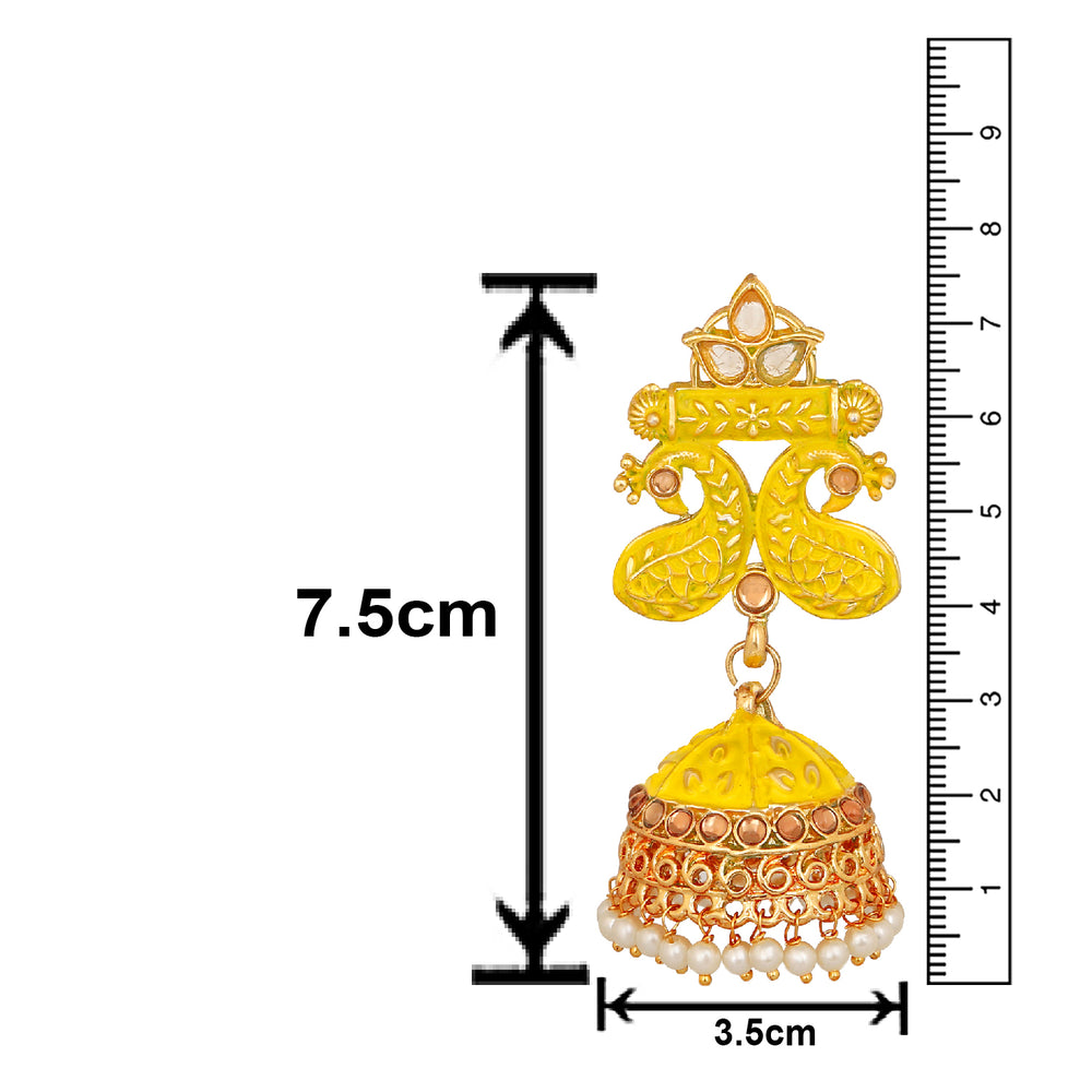 Traditional Meenakari work Peacock Jhumki Earrings