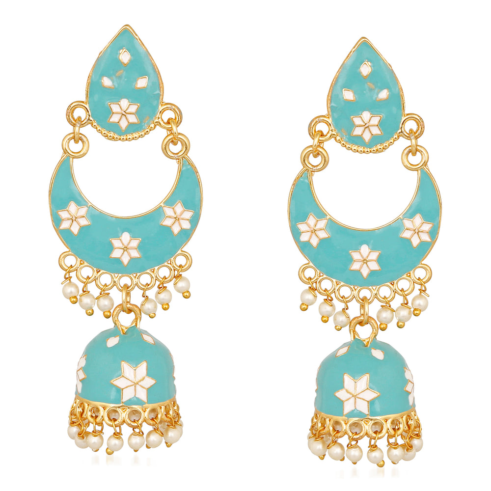 Meenakari work Dangler Chandbali Jhumki Earrings