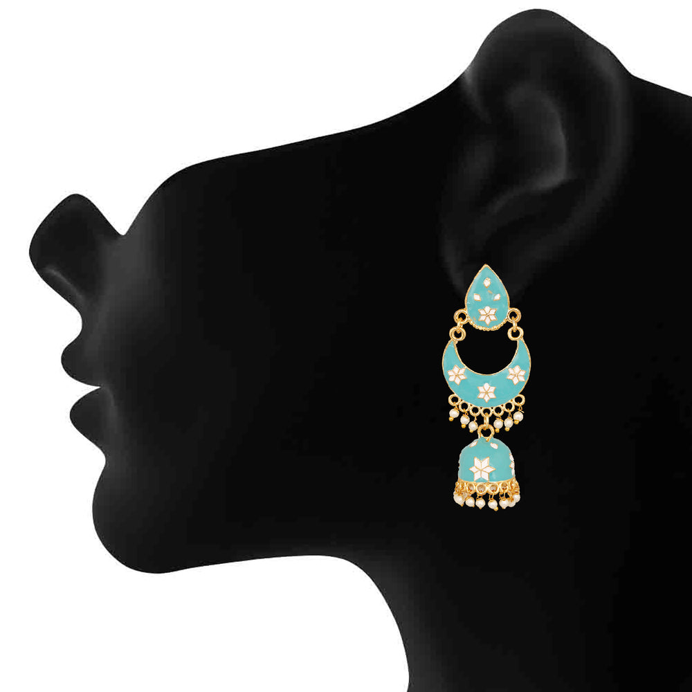 Meenakari work Dangler Chandbali Jhumki Earrings