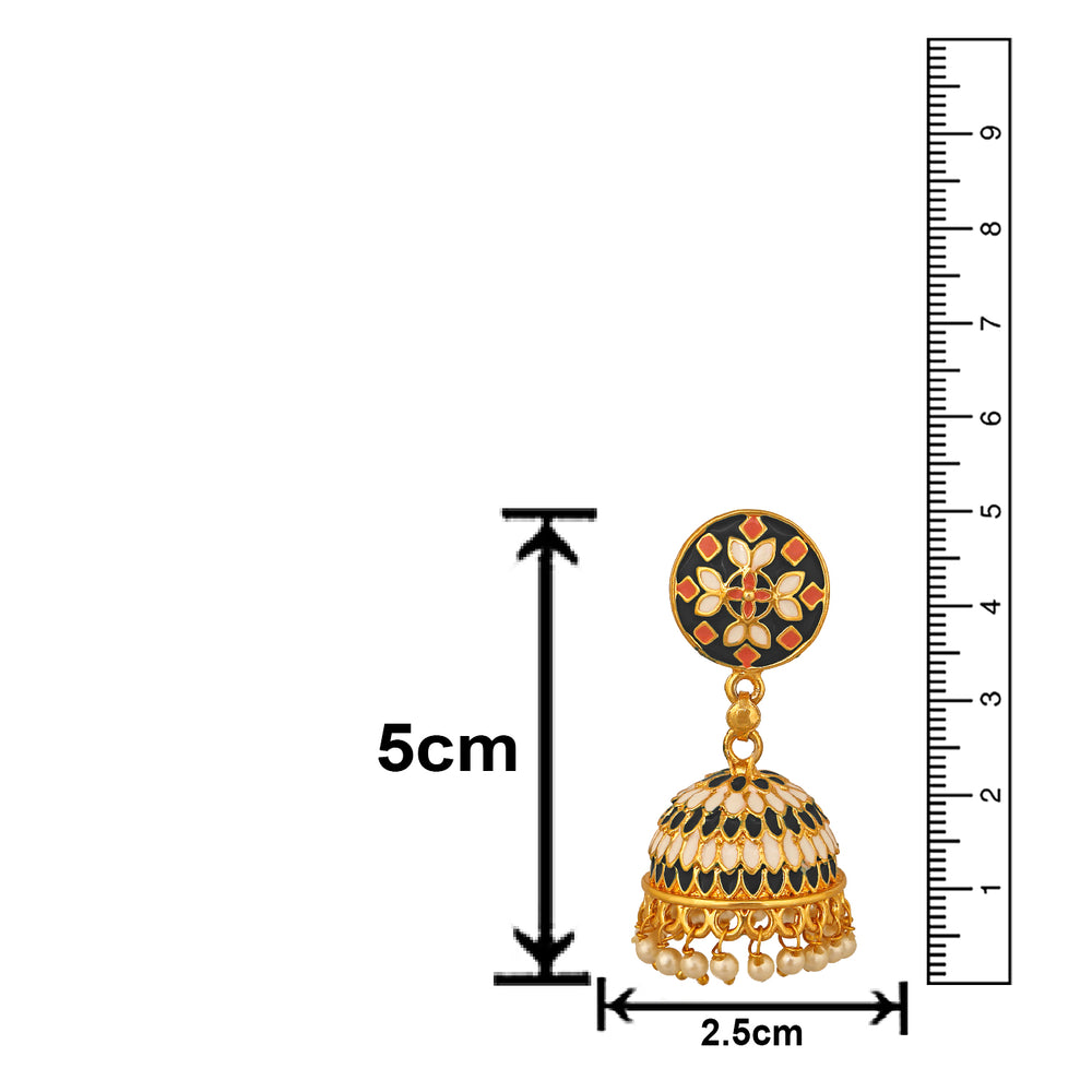 Traditional Green Designer Enamel Artificial Pearl Jhumki Earrings