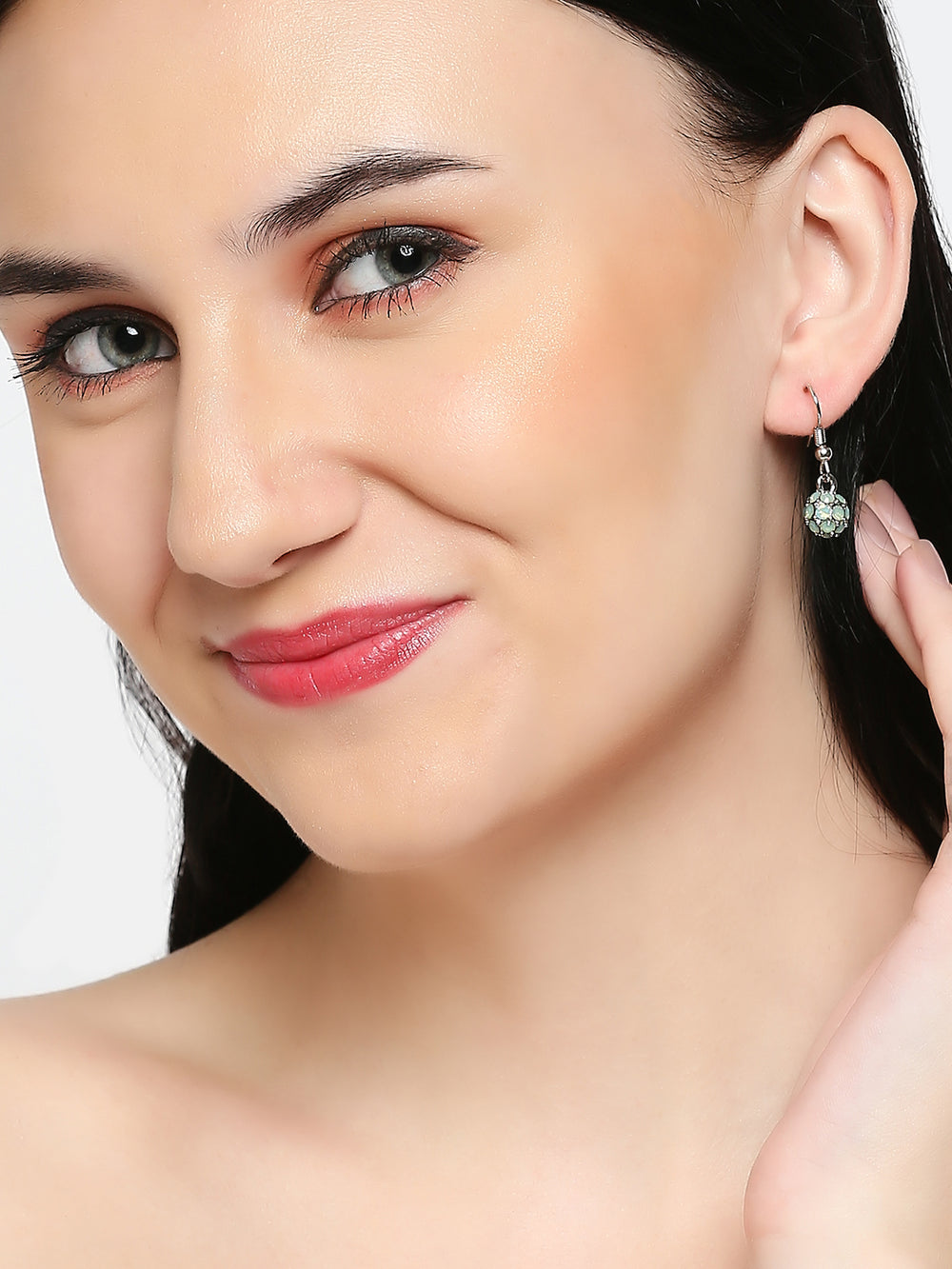 Royal Sparklers Green Crystals Ball Earrings