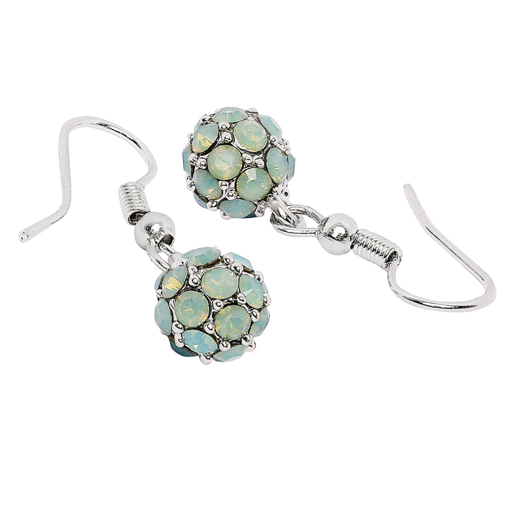 Royal Sparklers Green Crystals Ball Earrings