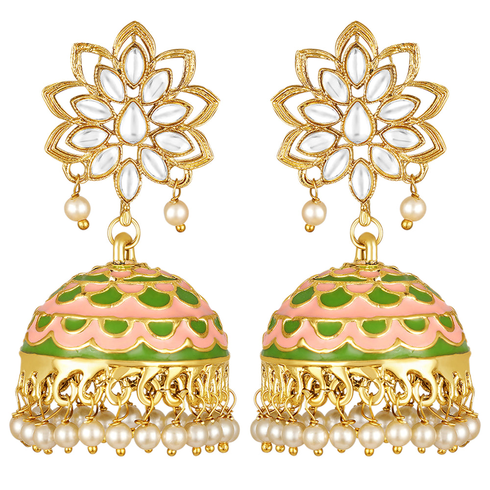 Meenakari Work Enamelled Jhumka Traditional Earings