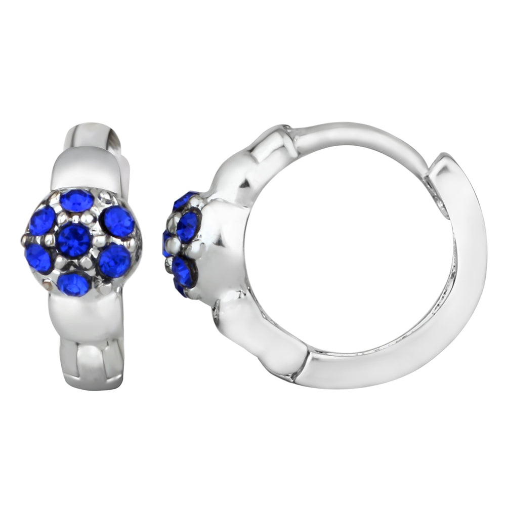 Glamorous Hoop Bali Earrings with White Crystals