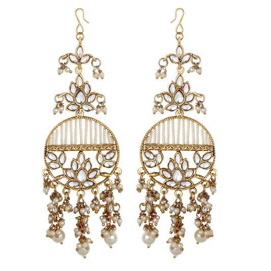 Floral Dangel Earrings with Pearls and Beads