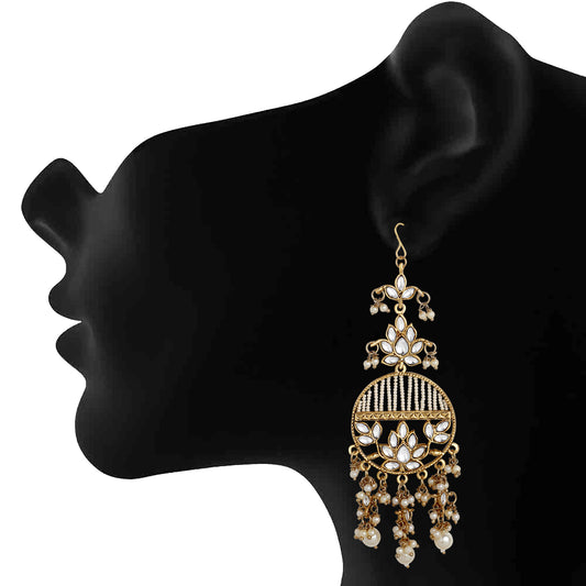 Floral Dangel Earrings with Pearls and Beads