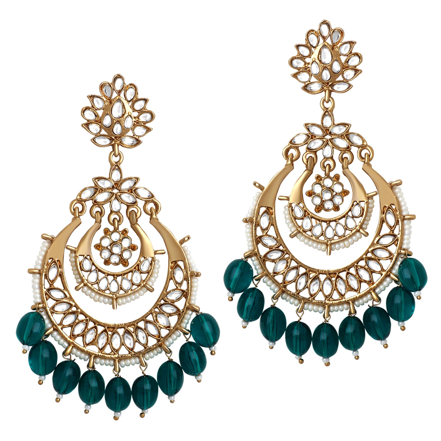 Floral Chandbali Dangler Earrings with Pearls