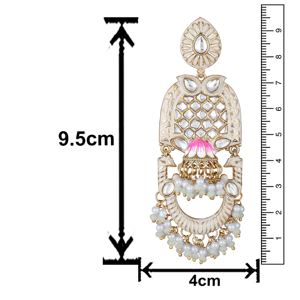 Purple Meena Work Floral Traditional Dangler Jhuma Earrings with Crystals and Beads