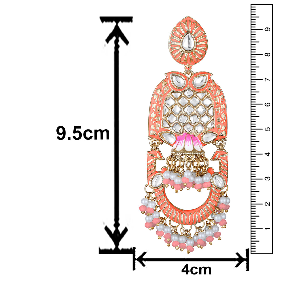Purple Meena Work Floral Traditional Dangler Jhuma Earrings with Crystals and Beads