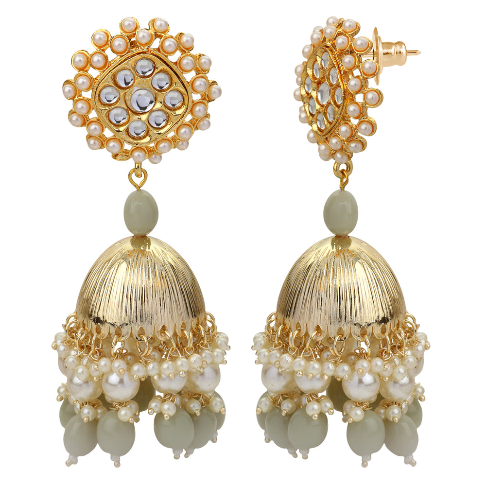 Aqua Blue Tone Traditional Ethnic Jhumki Earring