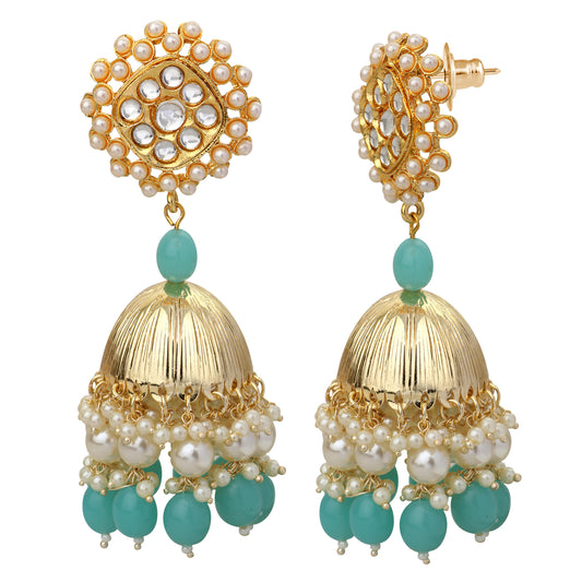 Aqua Blue Tone Traditional Ethnic Jhumki Earring