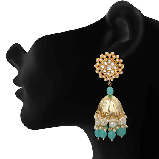 Aqua Blue Tone Traditional Ethnic Jhumki Earring