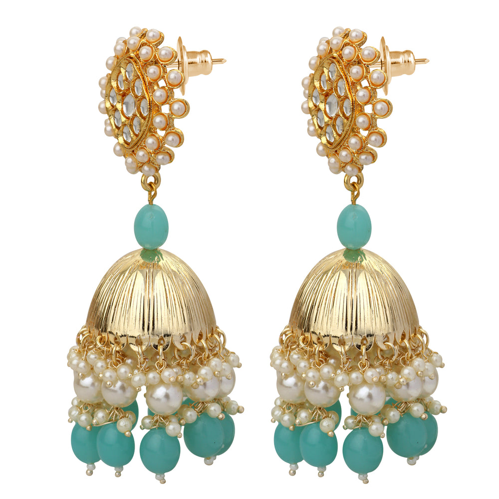 Aqua Blue Tone Traditional Ethnic Jhumki Earring