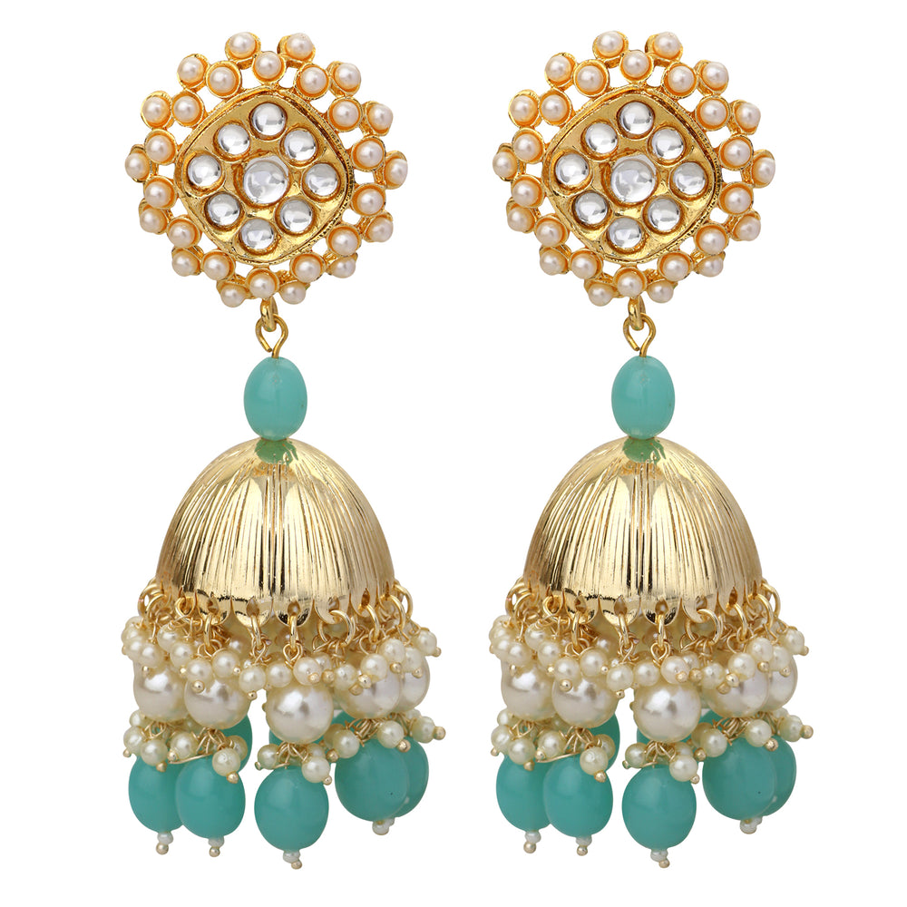 Aqua Blue Tone Traditional Ethnic Jhumki Earring