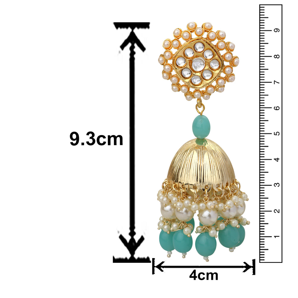 Aqua Blue Tone Traditional Ethnic Jhumki Earring