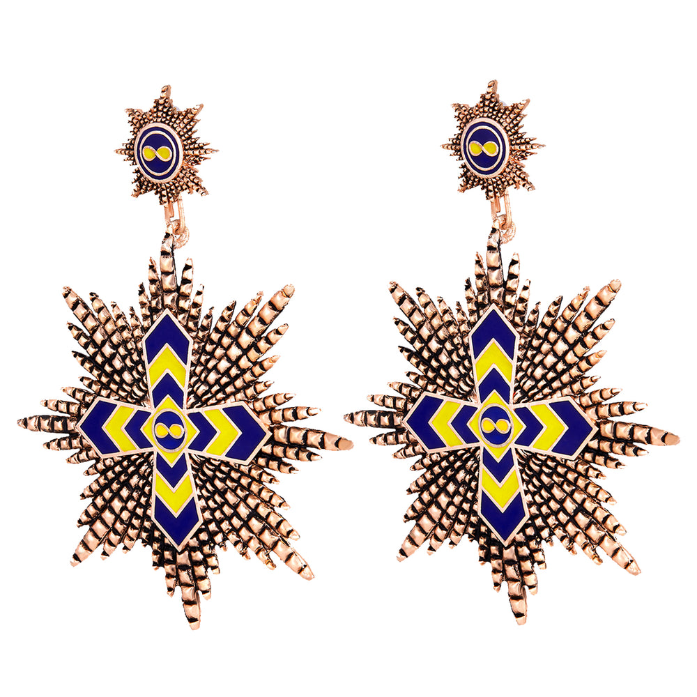 Multicolor Interlocking Cross Dangler Earrings