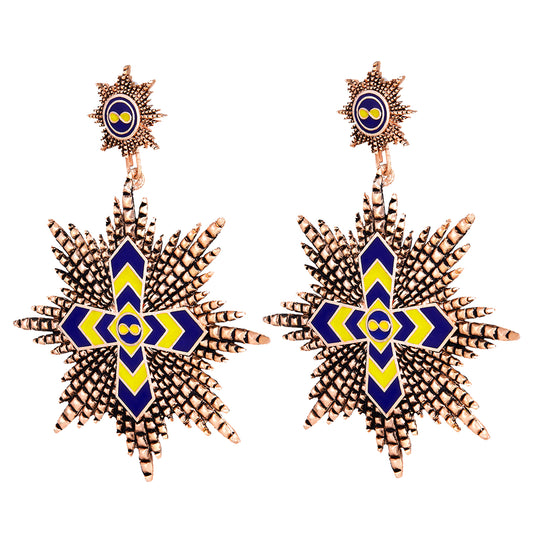 Multicolor Interlocking Cross Dangler Earrings