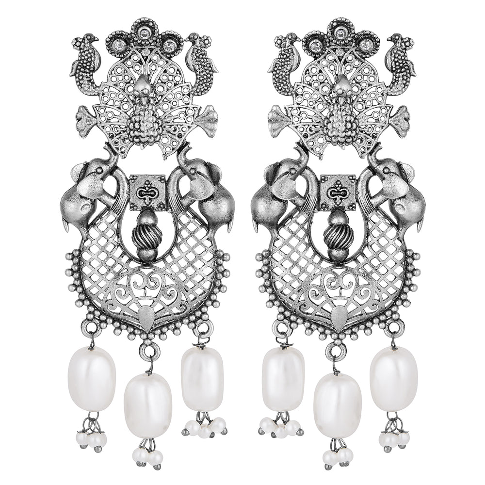 Peacock Theme Dangle and Drop Traditional Indian Earrings