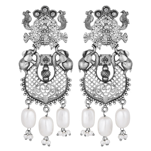 Peacock Theme Dangle and Drop Traditional Indian Earrings