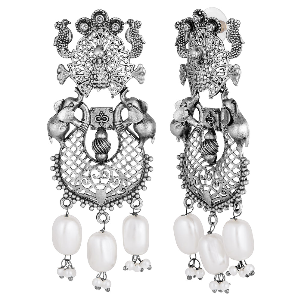 Peacock Theme Dangle and Drop Traditional Indian Earrings
