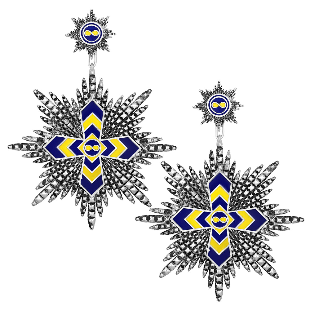 Multicolor Interlocking Cross Dangler Earrings