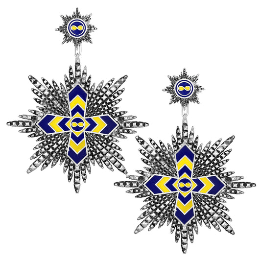 Multicolor Interlocking Cross Dangler Earrings
