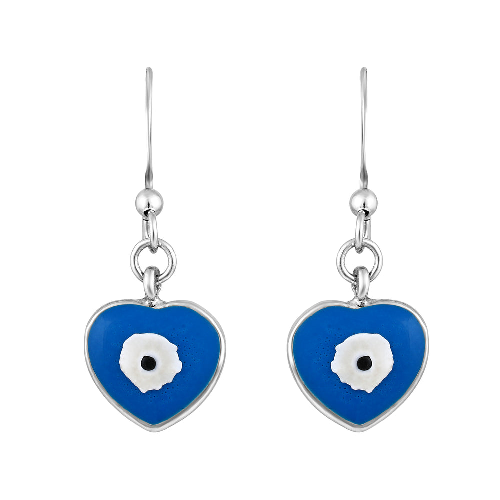 Meenakari Work Evil Eye and Heart Dangle Earrings