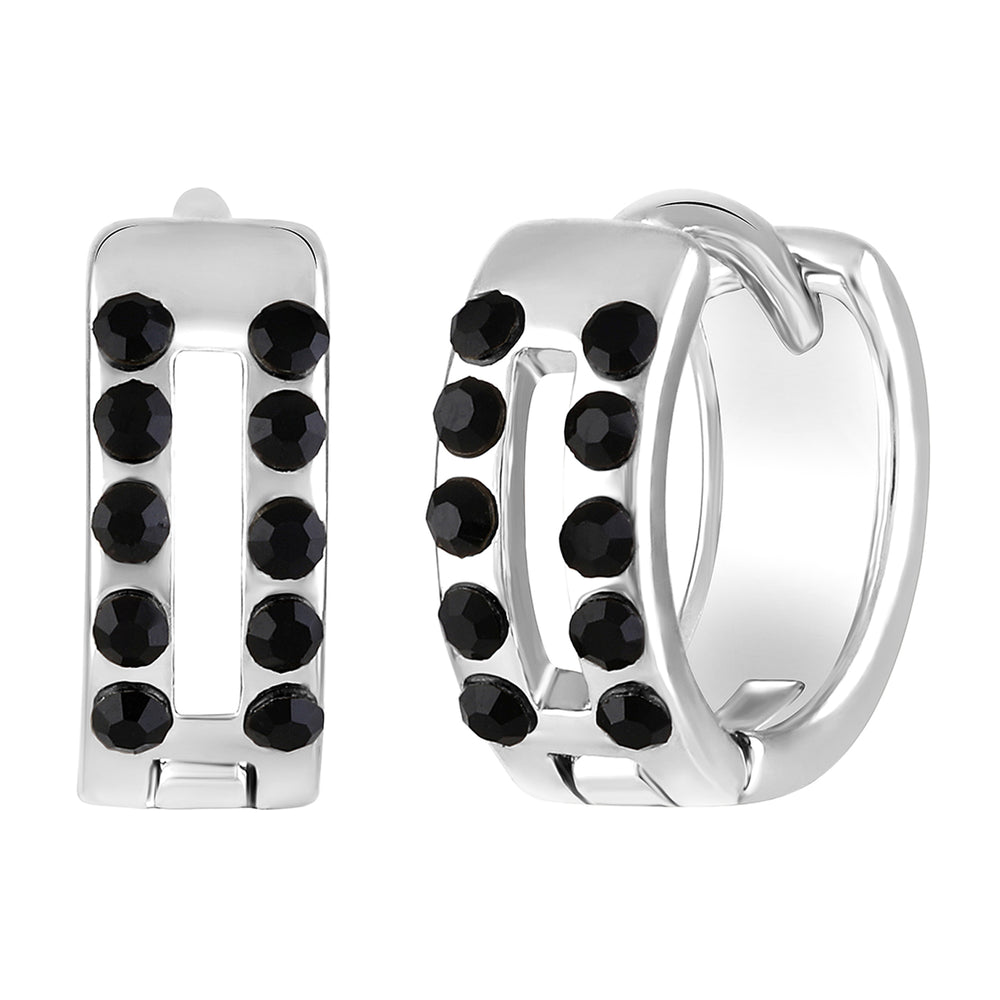 Double Line Black Crystals Mens Bali