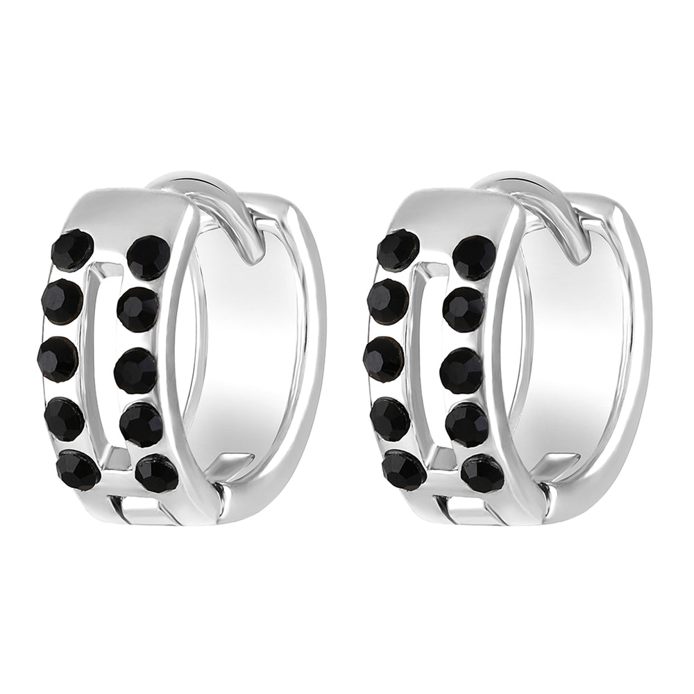 Double Line Black Crystals Mens Bali